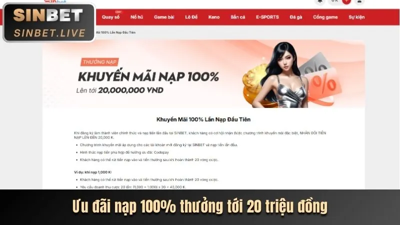 Các chương trình khuyến mãi và tiền thưởng hấp dẫn của Sinbet
